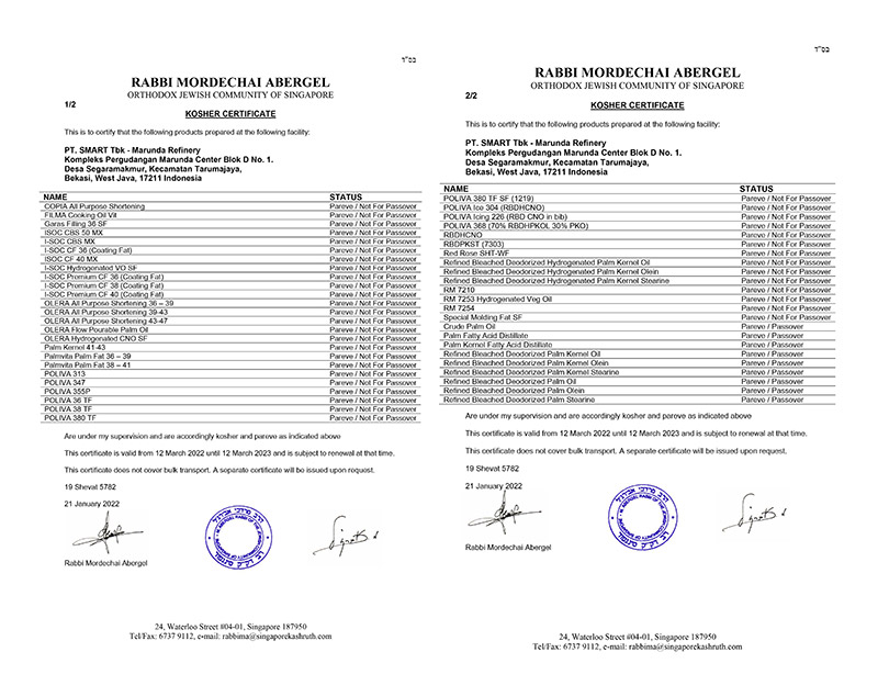 Kosher Certificate Marunda